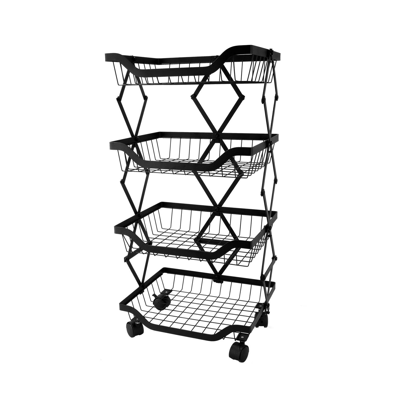 2 Tier 85cm Black Metal Kitchen Storage Racks Basket Organizer