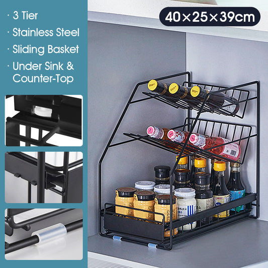 Kitchen Slide Out Storage Spice Rack Cabinet Above / Under Sink Organiser SUS